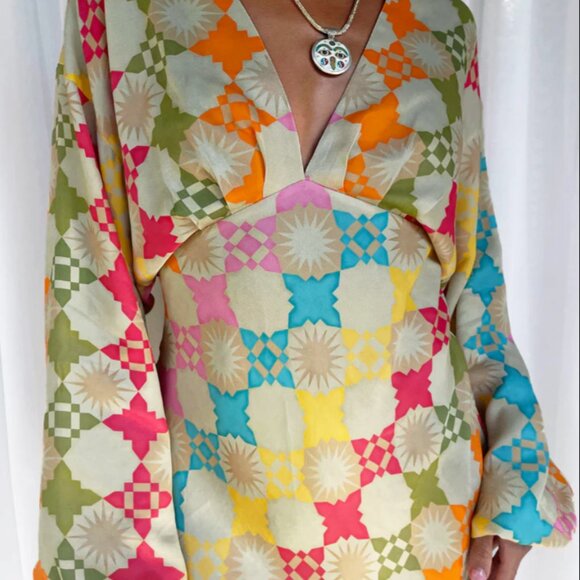 Printed Long Sleeve Mini Dress - Picture 2 of 4